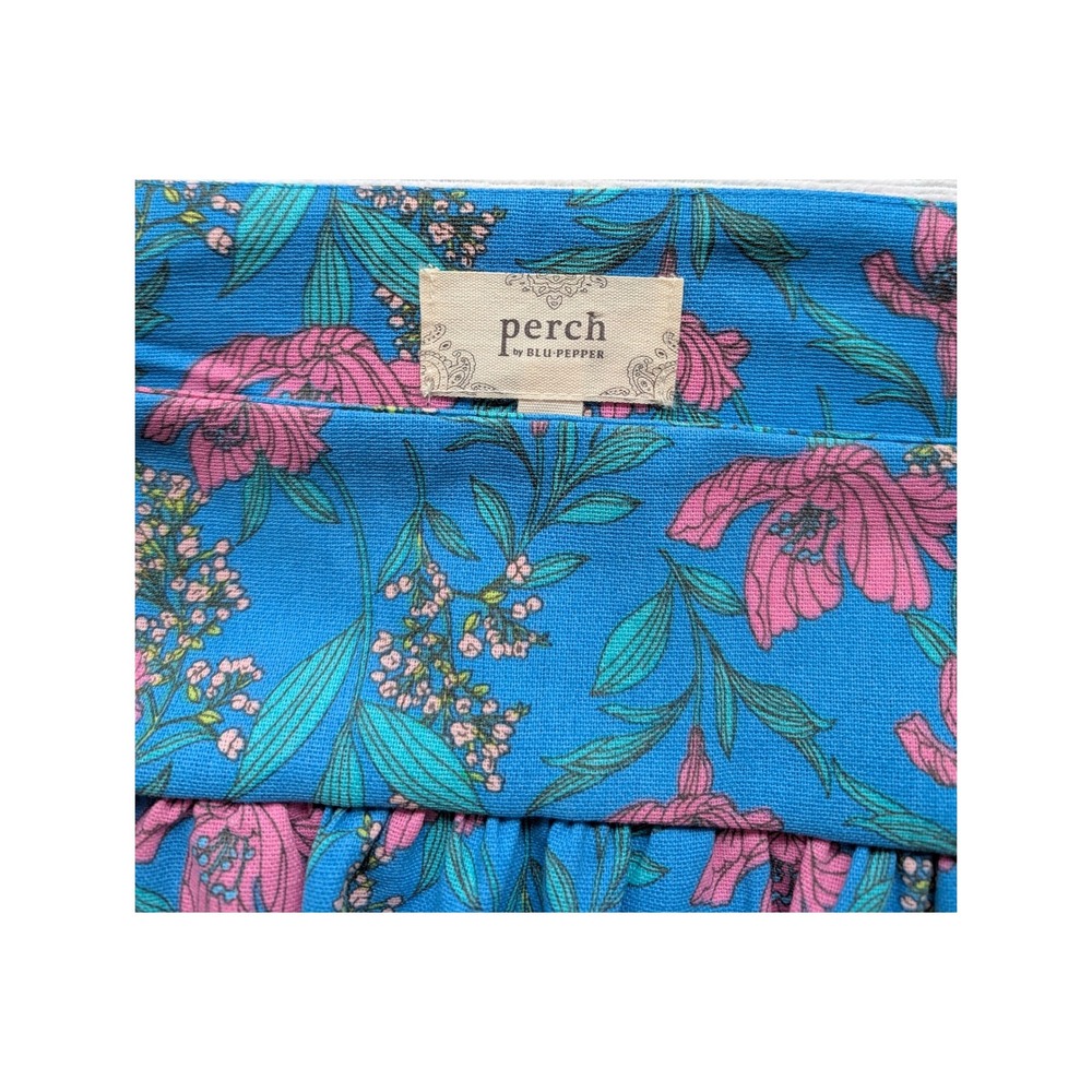 Perch by Blu Pepper Blue Pink Floral Babydoll Dress Ruffle Sleeve - Picture 3 of 7